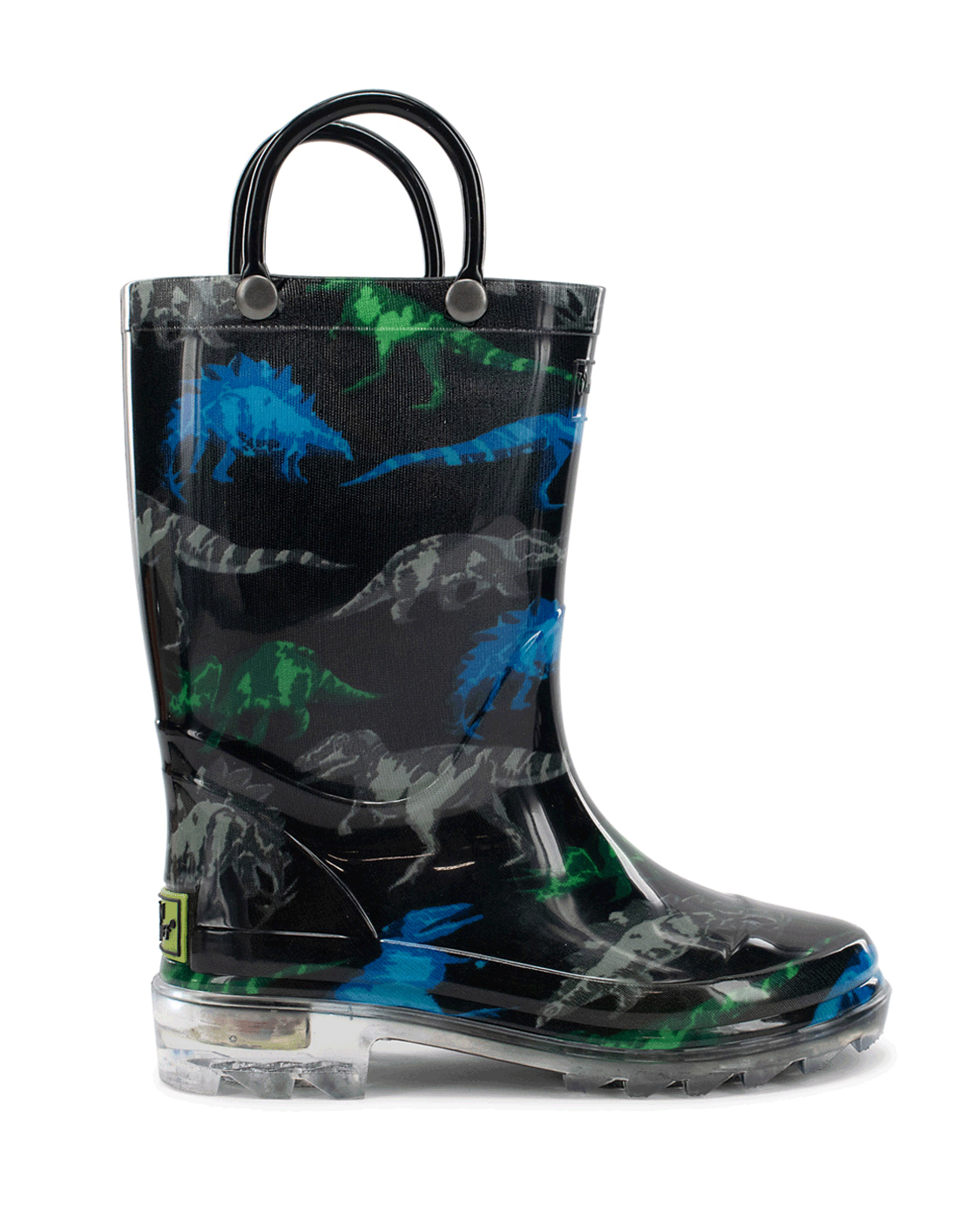 Western Chief Kids Dinosaur Friends Lighted Rain Boot Black