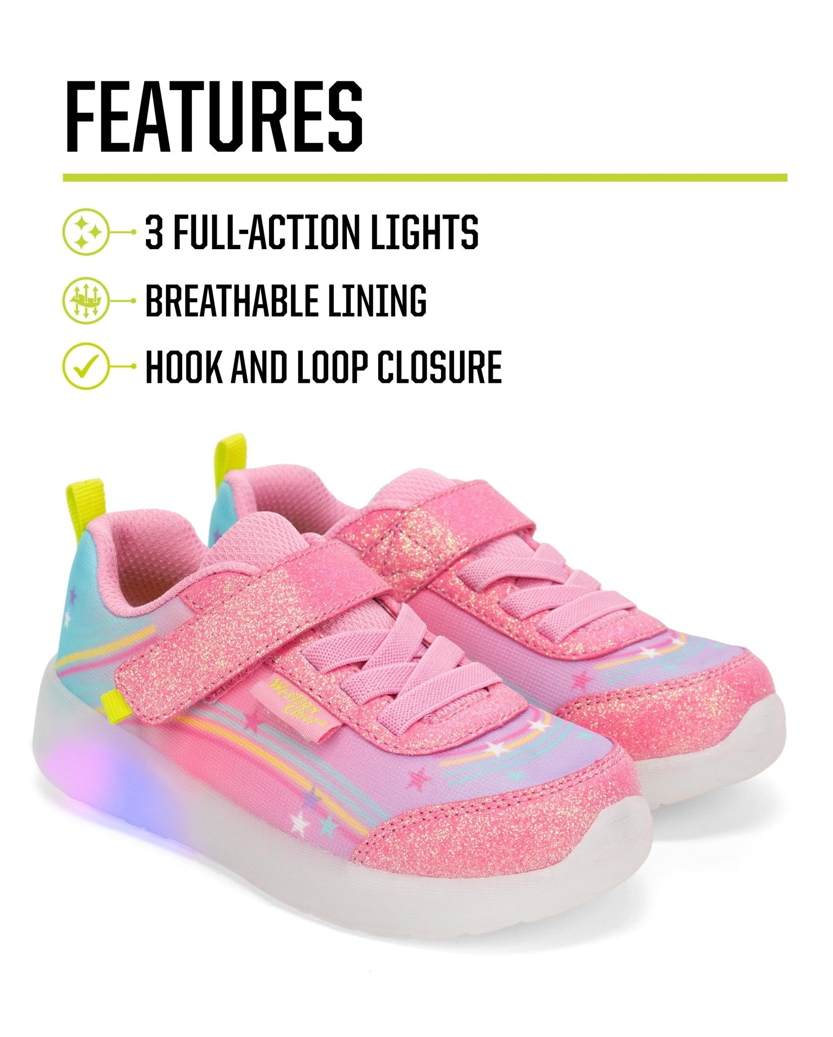 Kids Lighted Flash Feet Sneaker - Pink - Western Chief