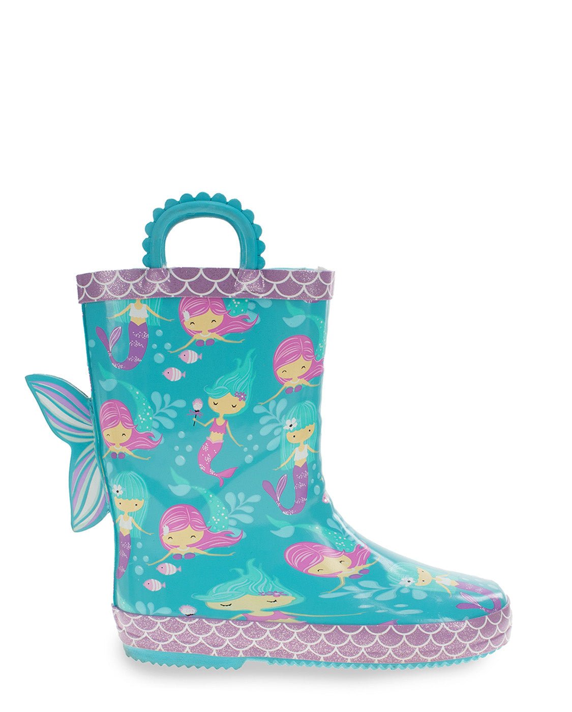 Kids Mermaid Tales Faux Fur Rain Boot - Aqua - Western Chief