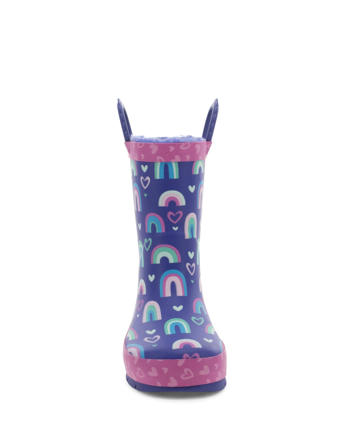 Kids Rainbow Hearts Faux Fur Rain Boot - Purple - Western Chief