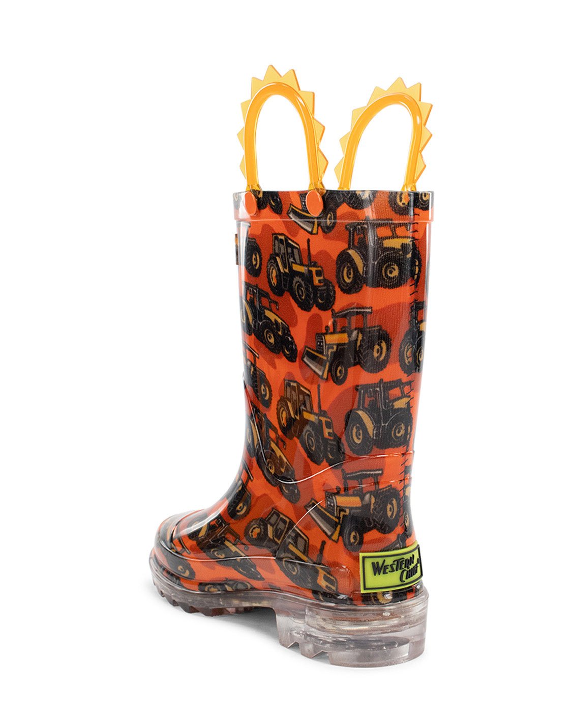 Kids Tractors Lighted Rain Boot - Orange - Western Chief