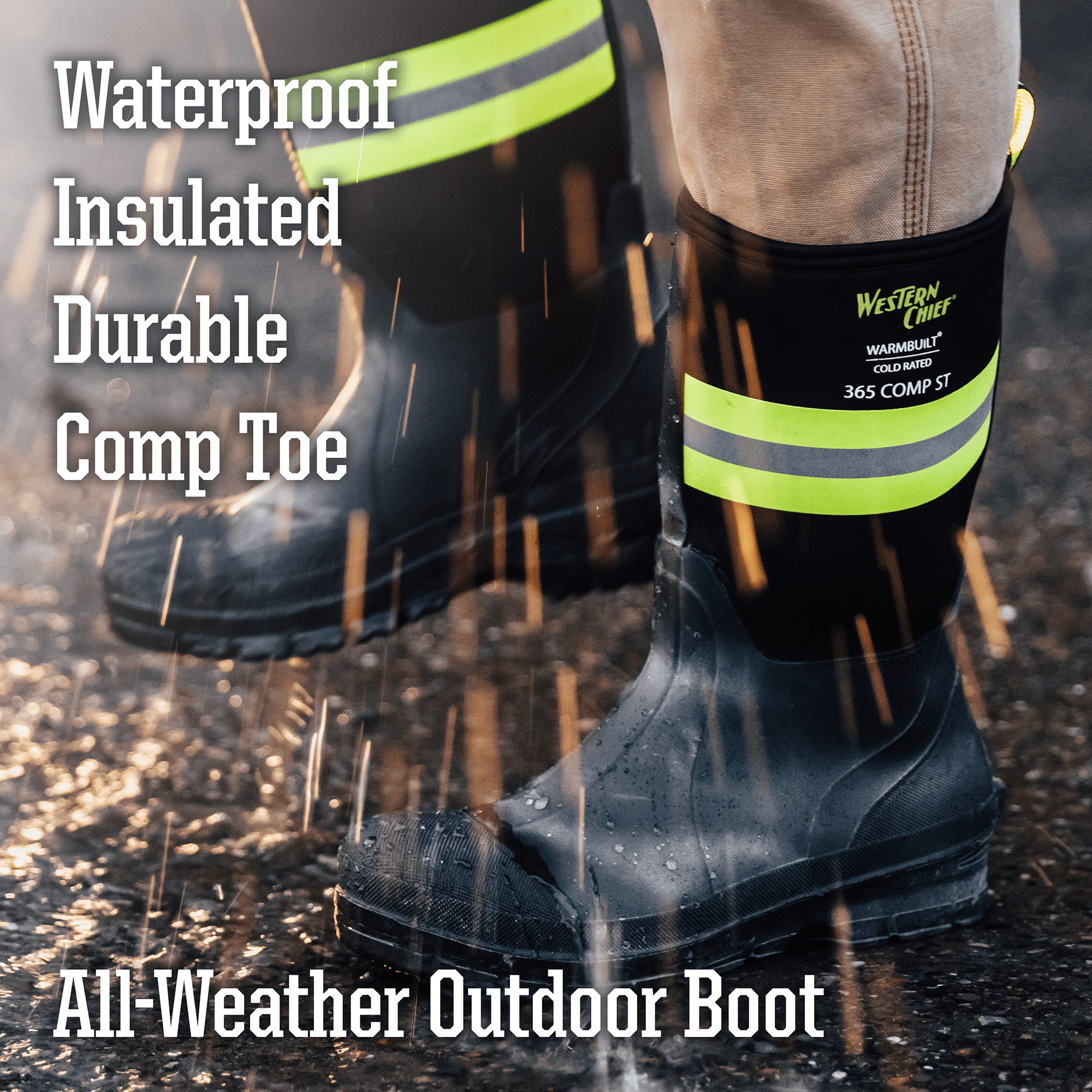 Unisex 365 Comp Toe Service Stripe Neoprene Mid Cold Weather Boot - Black - Western Chief