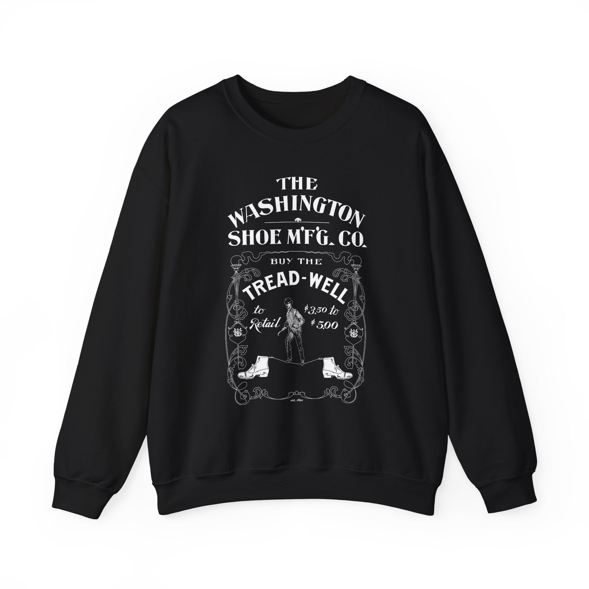 Washington Shoe Co. Vintage Tread-Well Logo Sweatshirt - Black