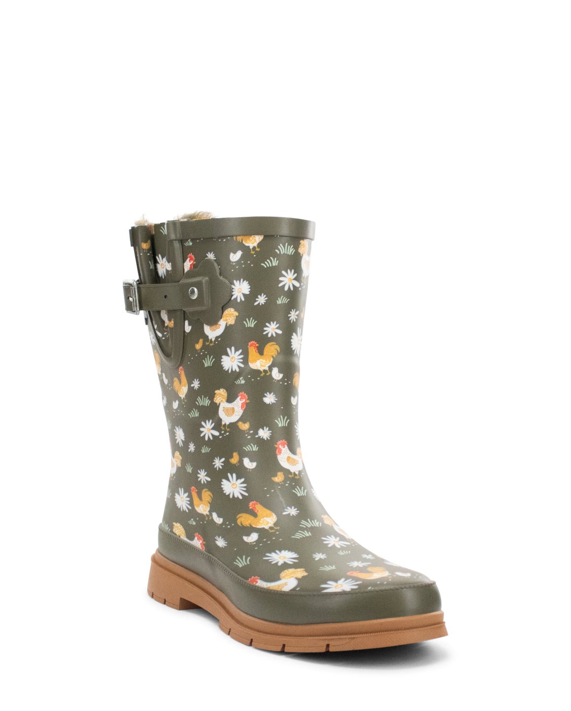 Women's Feathered Faux Fur Mid Rain Boot - Olive - Western Chief