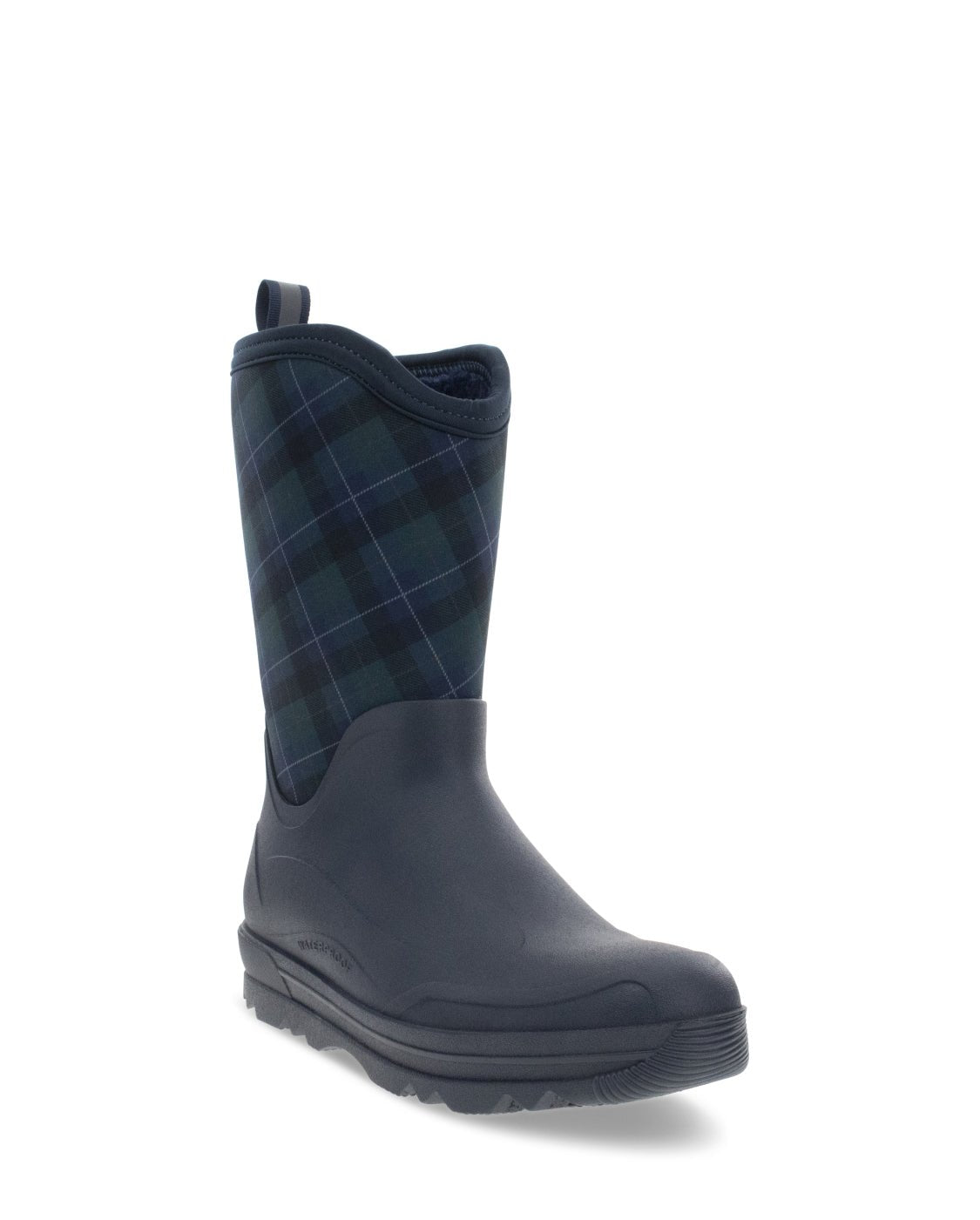 Women's Traverse Tartan Plaid Neoprene Faux Fur Mid Cold Weather Boot - Navy - Western Chief
