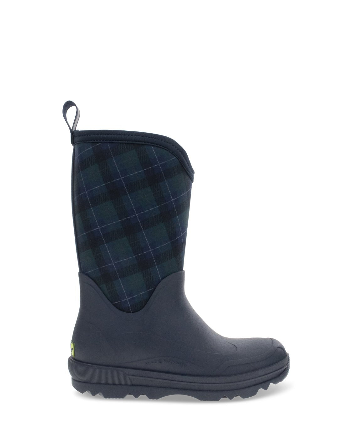 Women's Traverse Tartan Plaid Neoprene Faux Fur Mid Cold Weather Boot - Navy - Western Chief