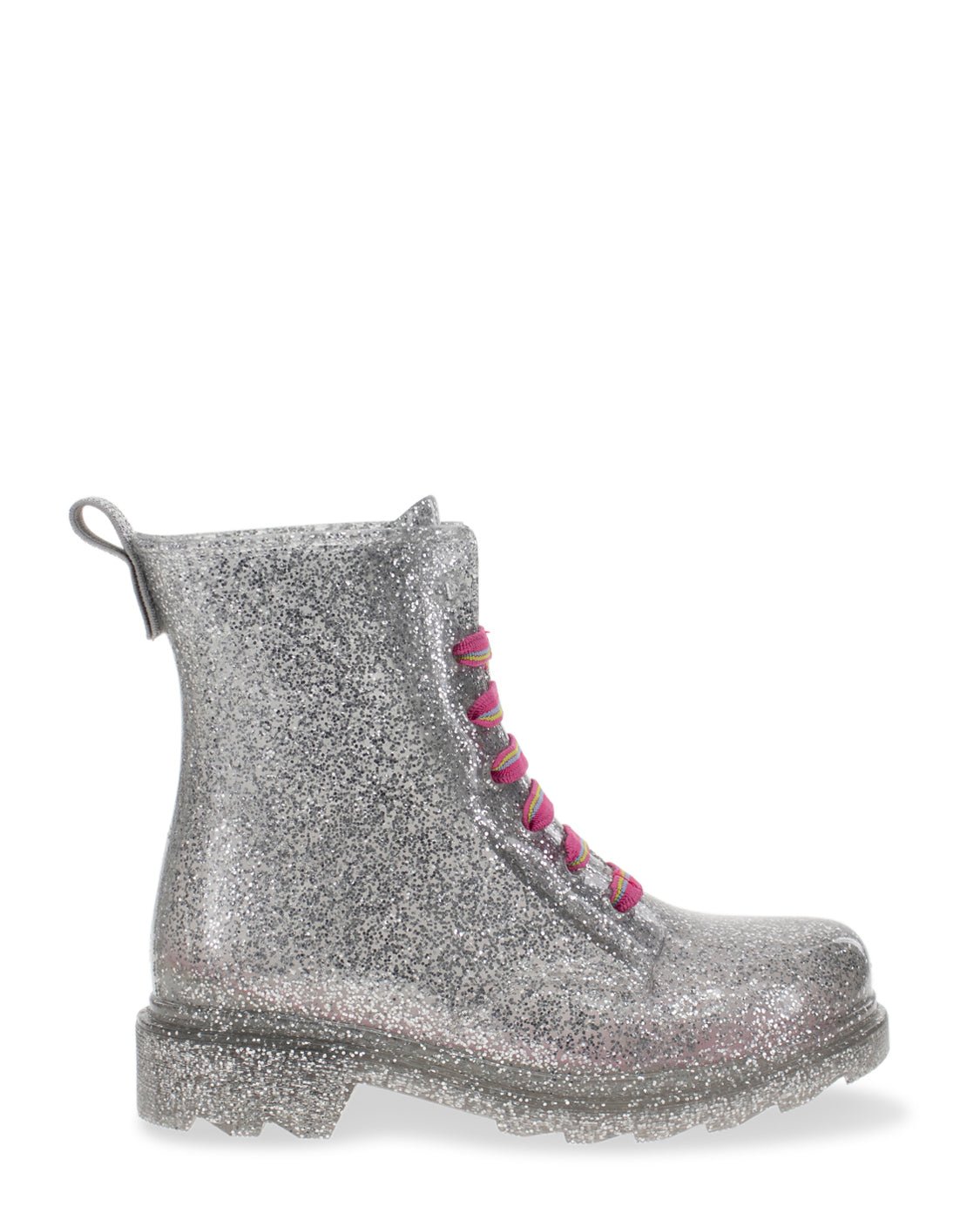 Western Chief Kids Glitter Combat Boot Silver