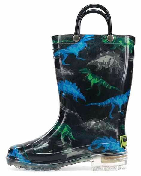 Kids Dinosaur Friends Lighted Rain Boot - Black - Western Chief