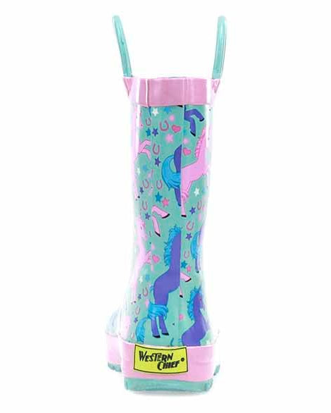 Kids Lucky Unicorn Rain Boot - Turquoise - Western Chief