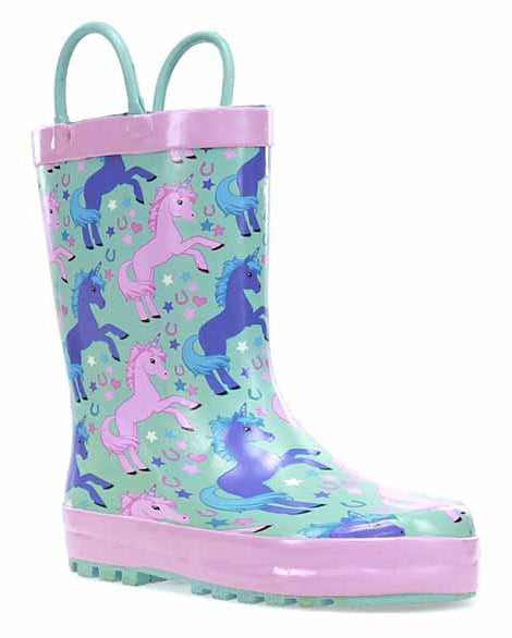 Kids Lucky Unicorn Rain Boot - Turquoise - Western Chief