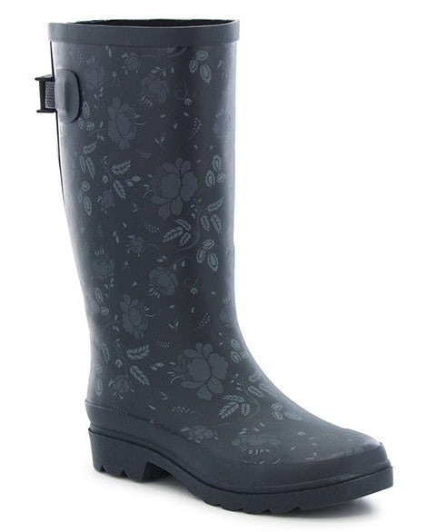 Women's Tall Feminine Floral Wide Calf Rain Boot - Slate - Western Chief