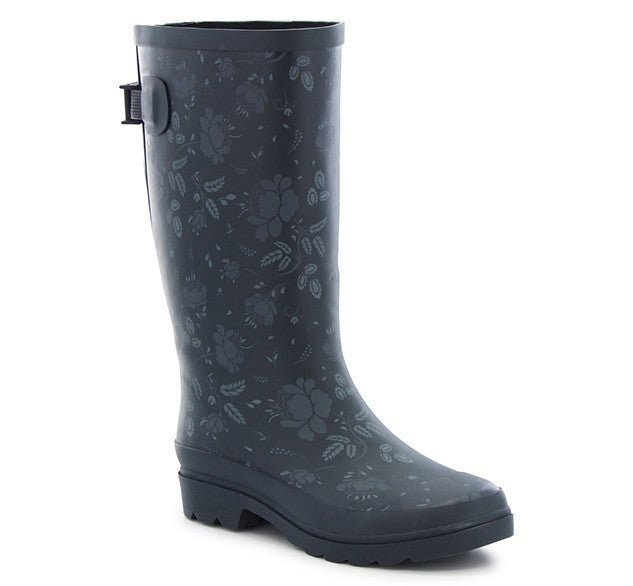 Women's Tall Feminine Floral Wide Calf Rain Boot - Slate - Western Chief