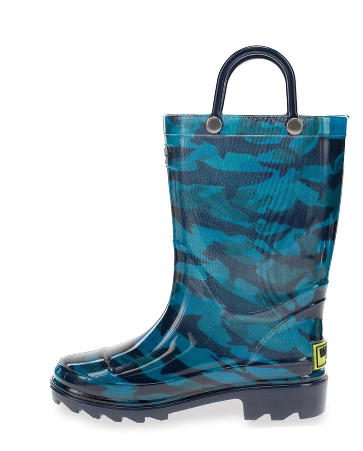 Kids Camo Shark Lighted Rain Boot - Blue - Western Chief