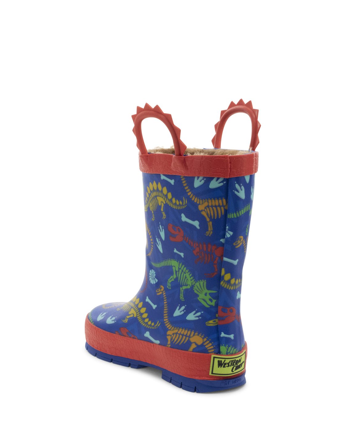 Kids Dino Fossils Faux Fur Rain Boot - Blue - Western Chief