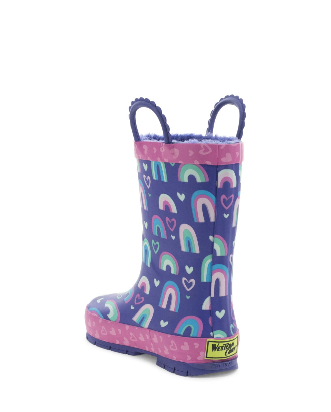 Kids Rainbow Hearts Faux Fur Rain Boot - Purple - Western Chief