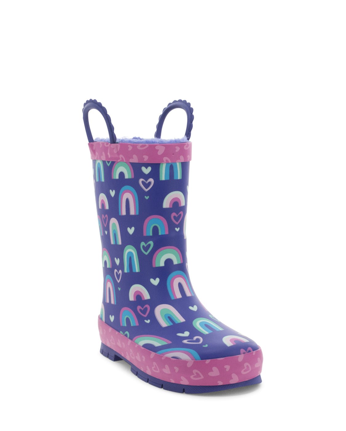 Kids Rainbow Hearts Faux Fur Rain Boot - Purple - Western Chief