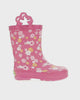 Kids daisy dot rain boot pink - Rotating product video 