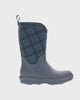 Women's traverse tartan plaid faux fur neoprene cold weather boot navy - Rotating product video