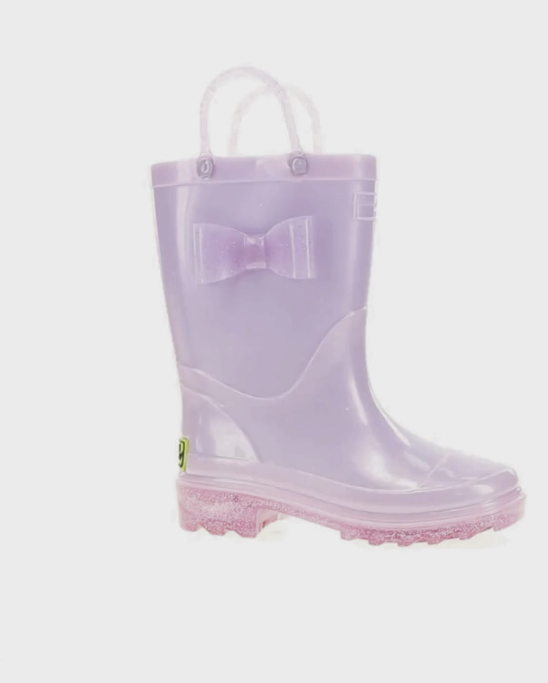Kids pearlized lighted rain boot lavender - Rotating product video