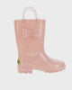 Kids pearlized rain boot pink - Rotating product video 