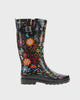 Women's garden play tall rain boot black - Rotating product video 