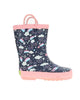 Kids shooting stars rain boot navy - Rotating product video 