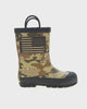 Kids frontier flag camo rain boot sand - Rotating product video 