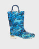 Kids shark chase lighted rain boot blue - Rotating product video