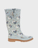 Women's cottage chickens faux fur tall rain boot blue - Rotating product video 