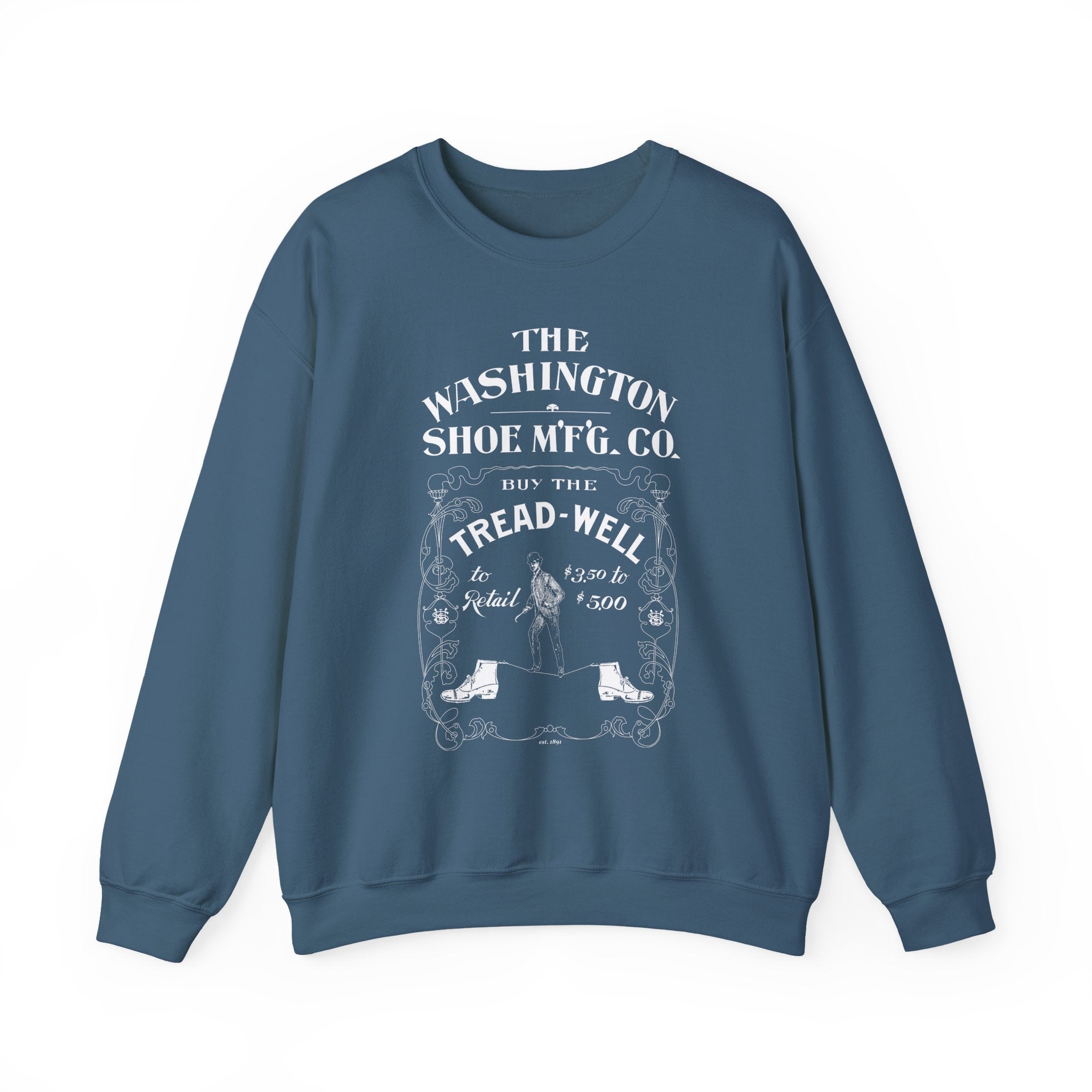 Washington Shoe Co. Vintage Tread - Well Logo Sweatshirt - Indigo - Western Chief