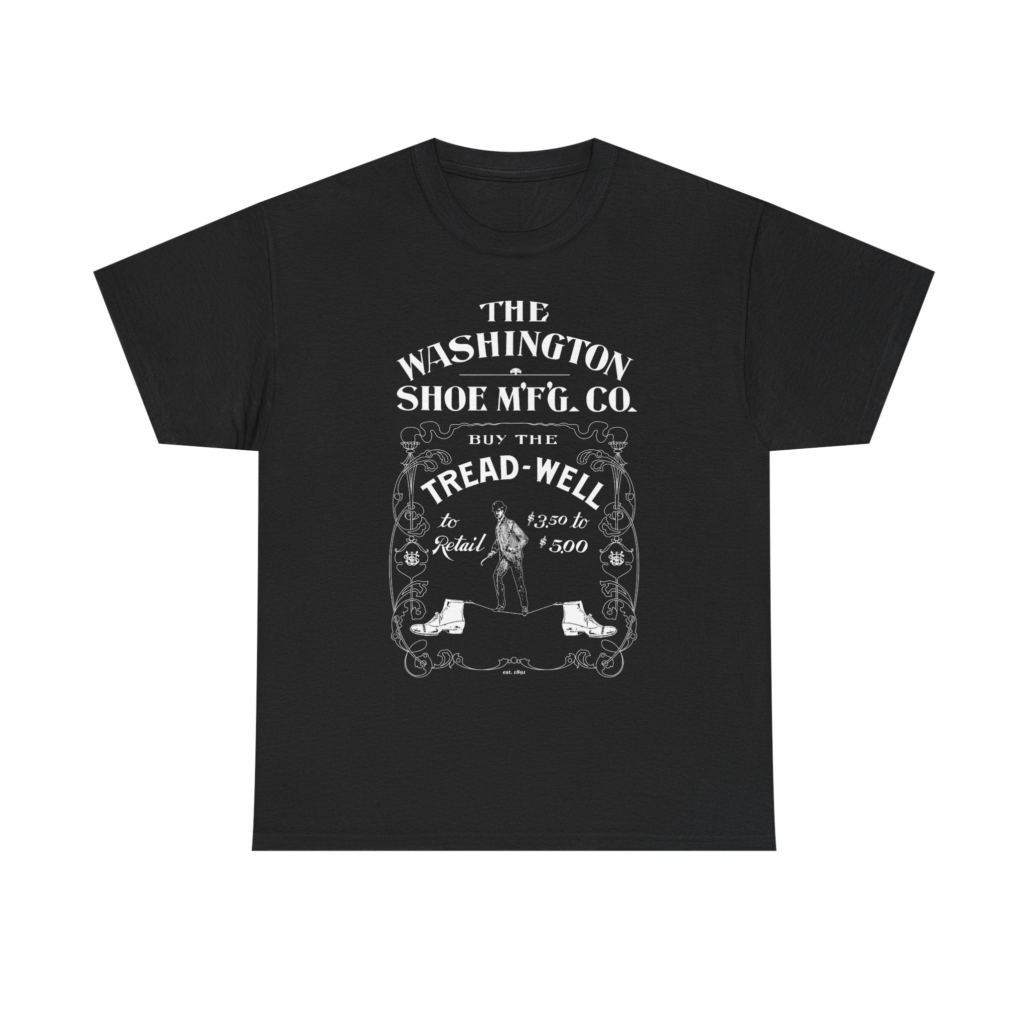 Washington Shoe Co. Vintage Tread - Well Logo T-Shirt - Black - Western Chief