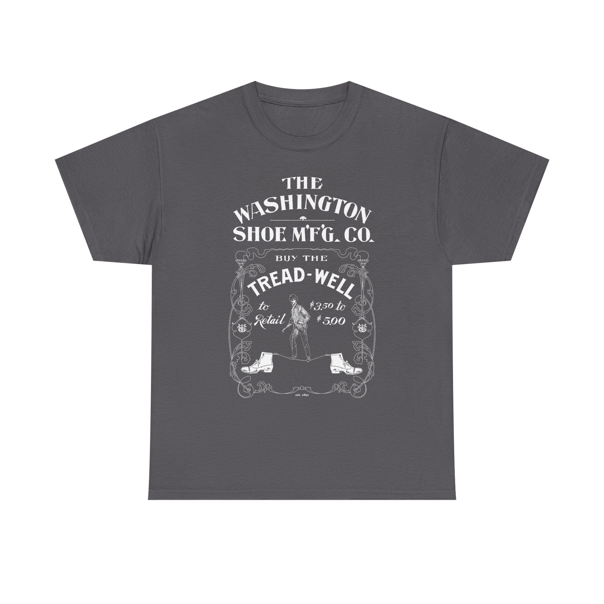 Washington Shoe Co. Vintage Tread - Well Logo T-Shirt - Charcoal - Western Chief