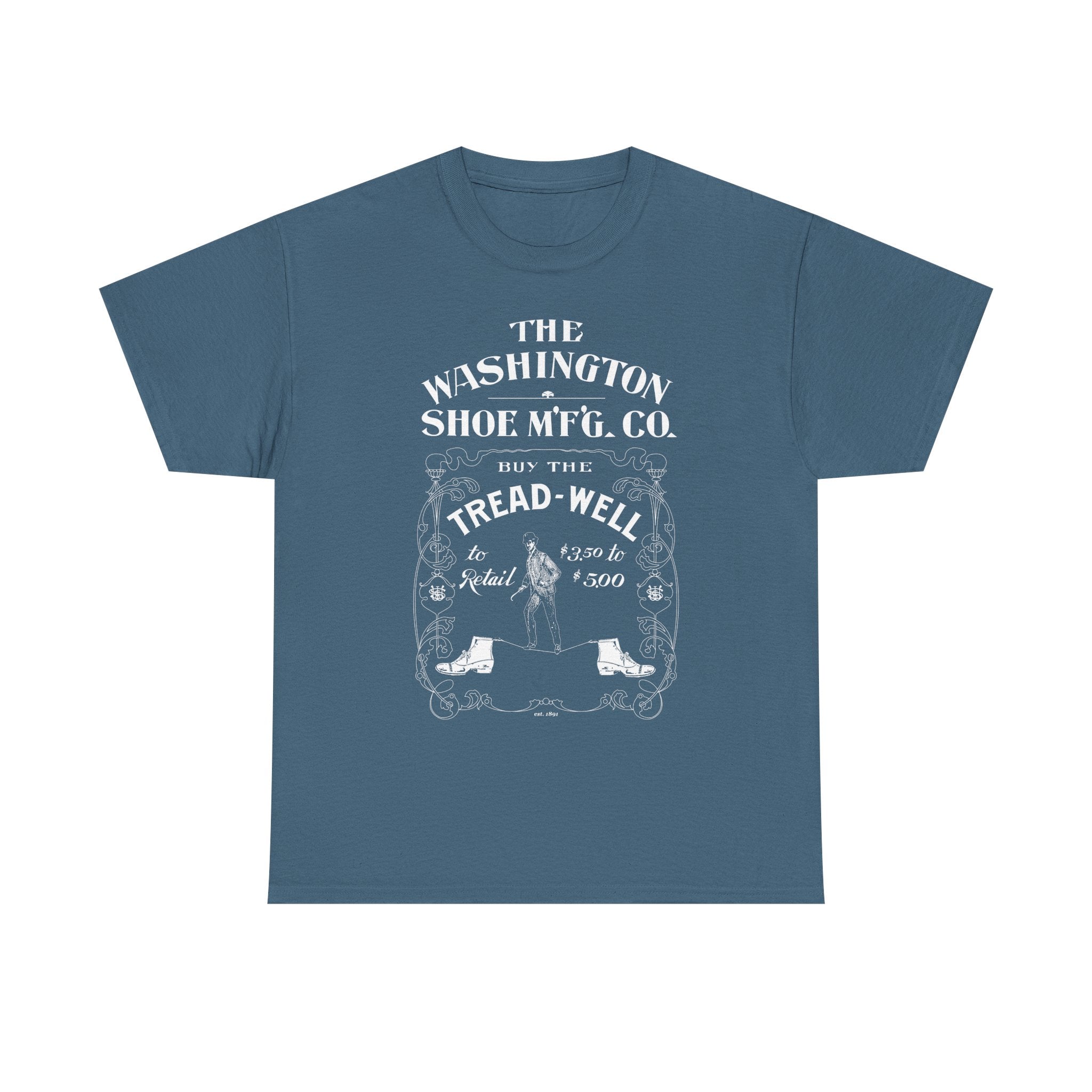 Washington Shoe Co. Vintage Tread - Well Logo T-Shirt - Indigo - Western Chief