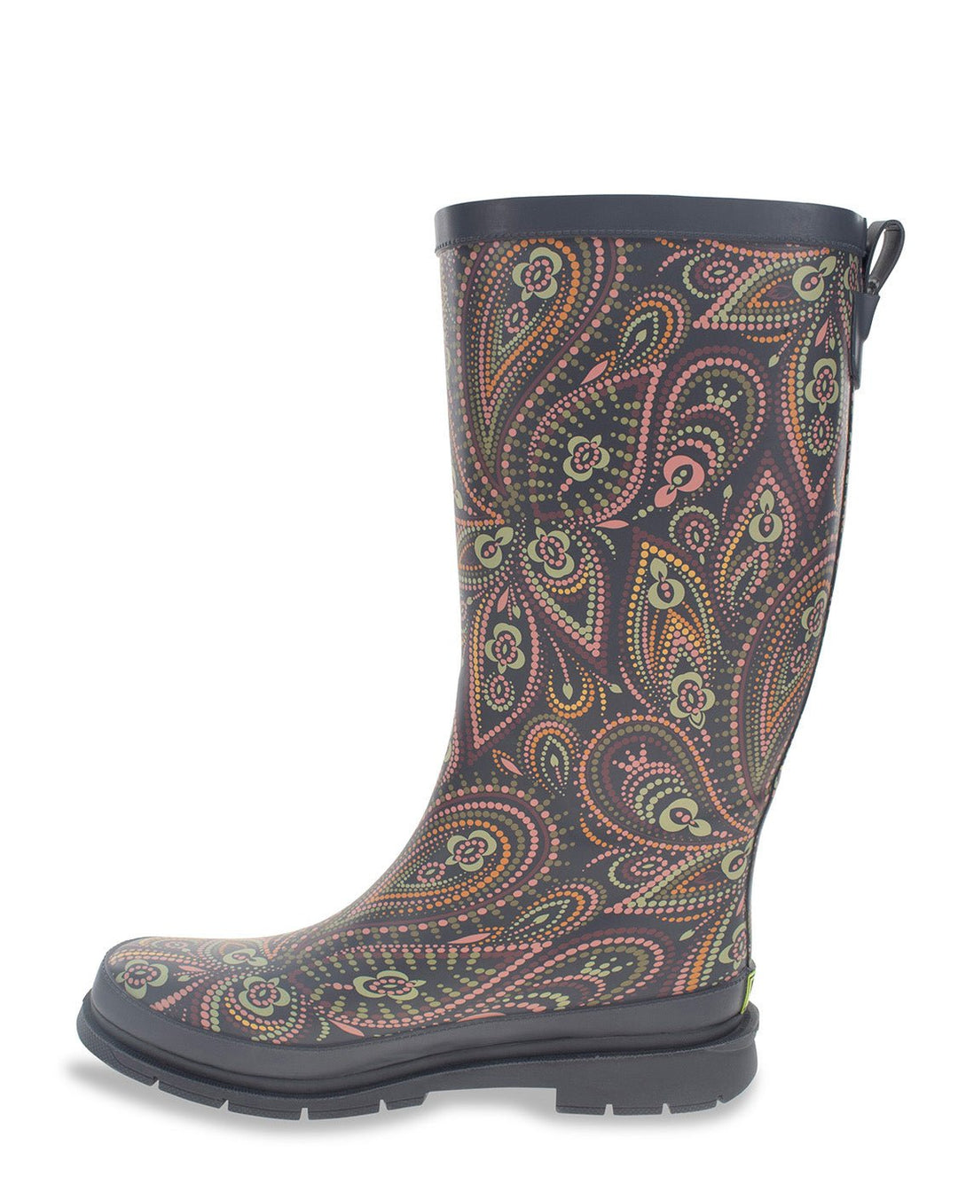 Women's Organic Paisley Tall Rain Boot - Charcoal - Western Chief
