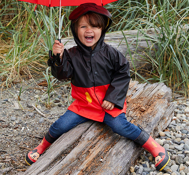 Kids Mickey Mouse Rain Coat - Red