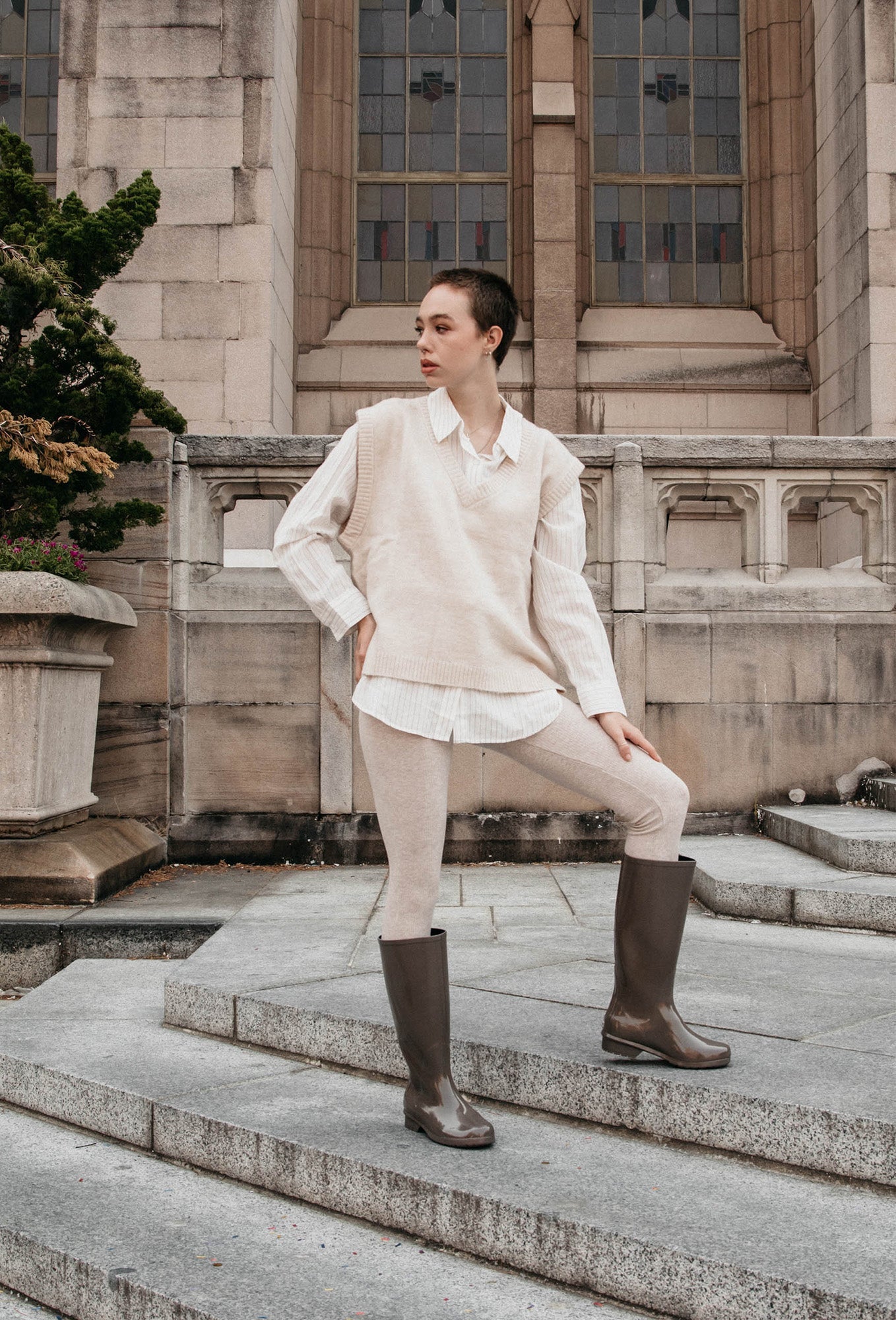 Gloss Tall Rain Boot Dark Taupe