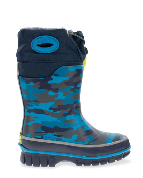 Western Chief Kids Camo Frost Winterprene Neoprene Mid Boot Navy