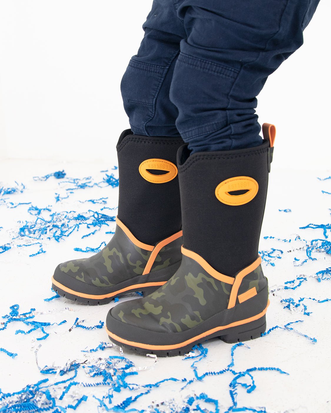 Western Chief Kids Rain Boots Camo Neoprene Mid Boot Olive
