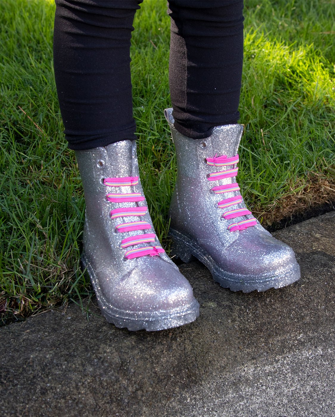 Kids Combat Ankle Rain Boot Silver