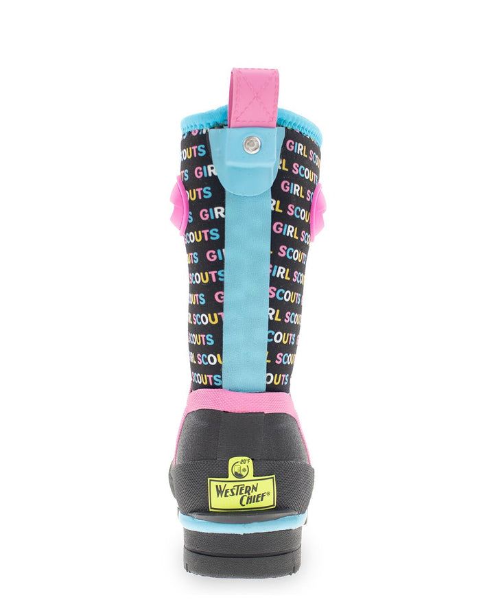 Kids Girl Scouts Neon Neoprene Cold Weather Boot - Black - Western Chief