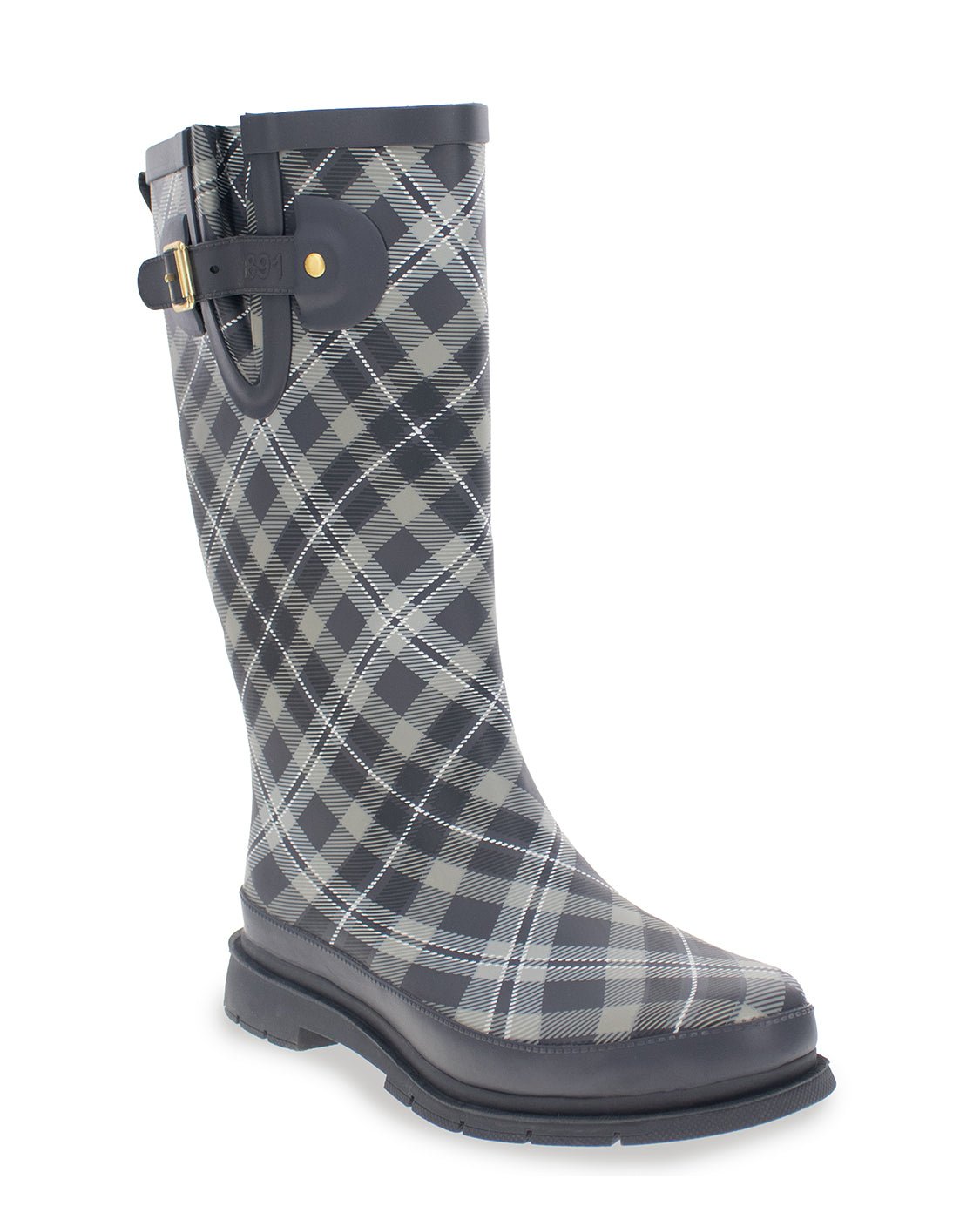 plaid boots black and white