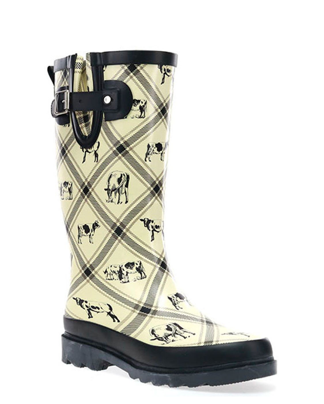 Women's Country Cows Tall Rain Boot - Cream - Western Chief